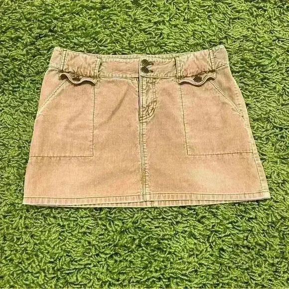 Vintage American Eagle Y2k Corduroy Micro Mini Skirt - Picture 1 of 5
